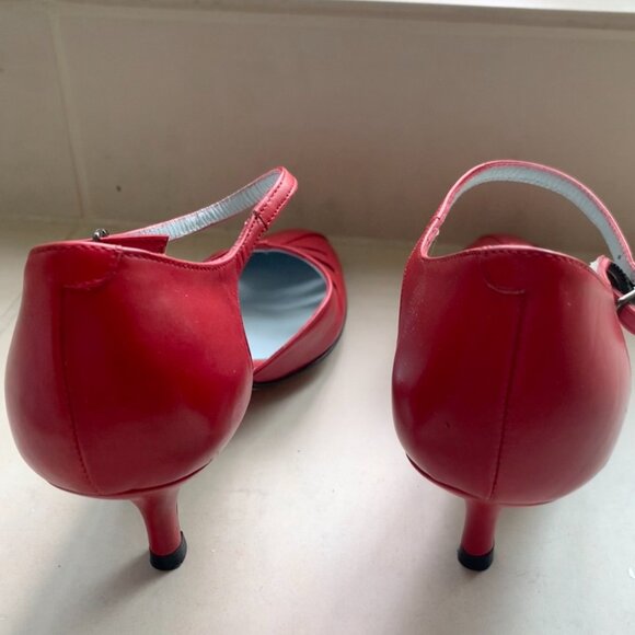 Granada Red Cutout Closed-Toe Pump with Ankle Strap - Picture 5 of 8
